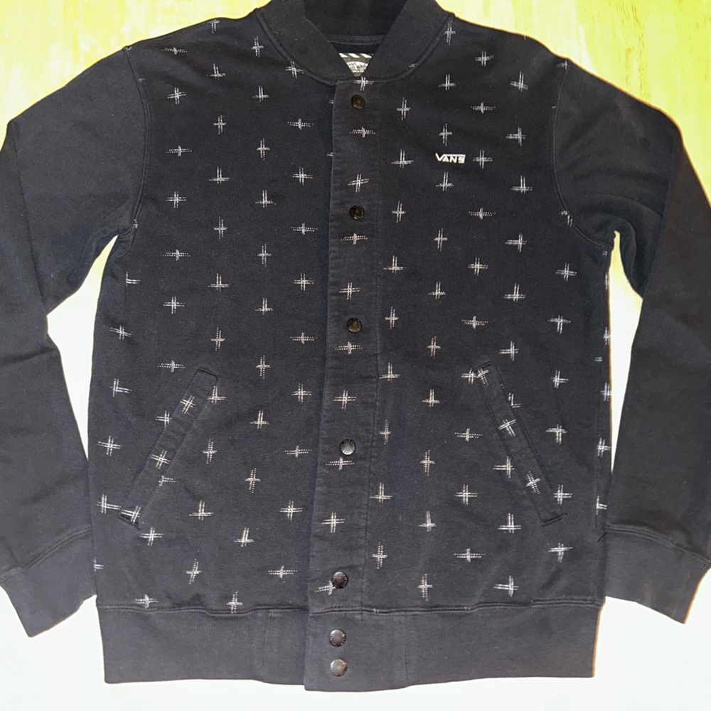 Vans men’s S bomber varsity jacket button up jacket coat cross star patterned